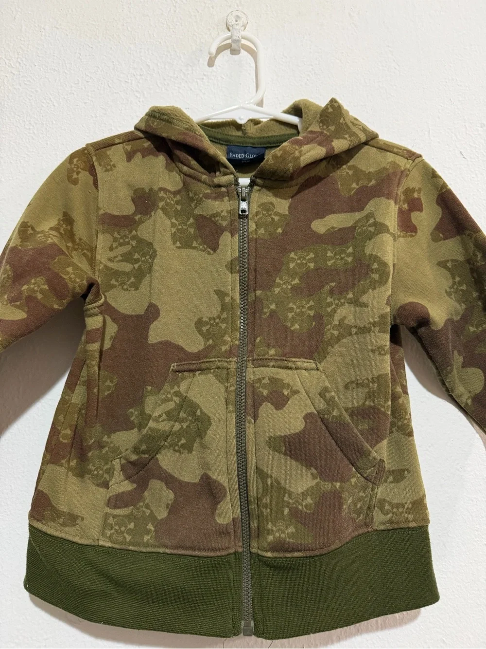 Faded Glory Olive & Brown Camo Zip Hoodie